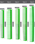 Pettini da taglio Vellen Hair® Ultimate 5 diverse dimensioni - verde trasparente